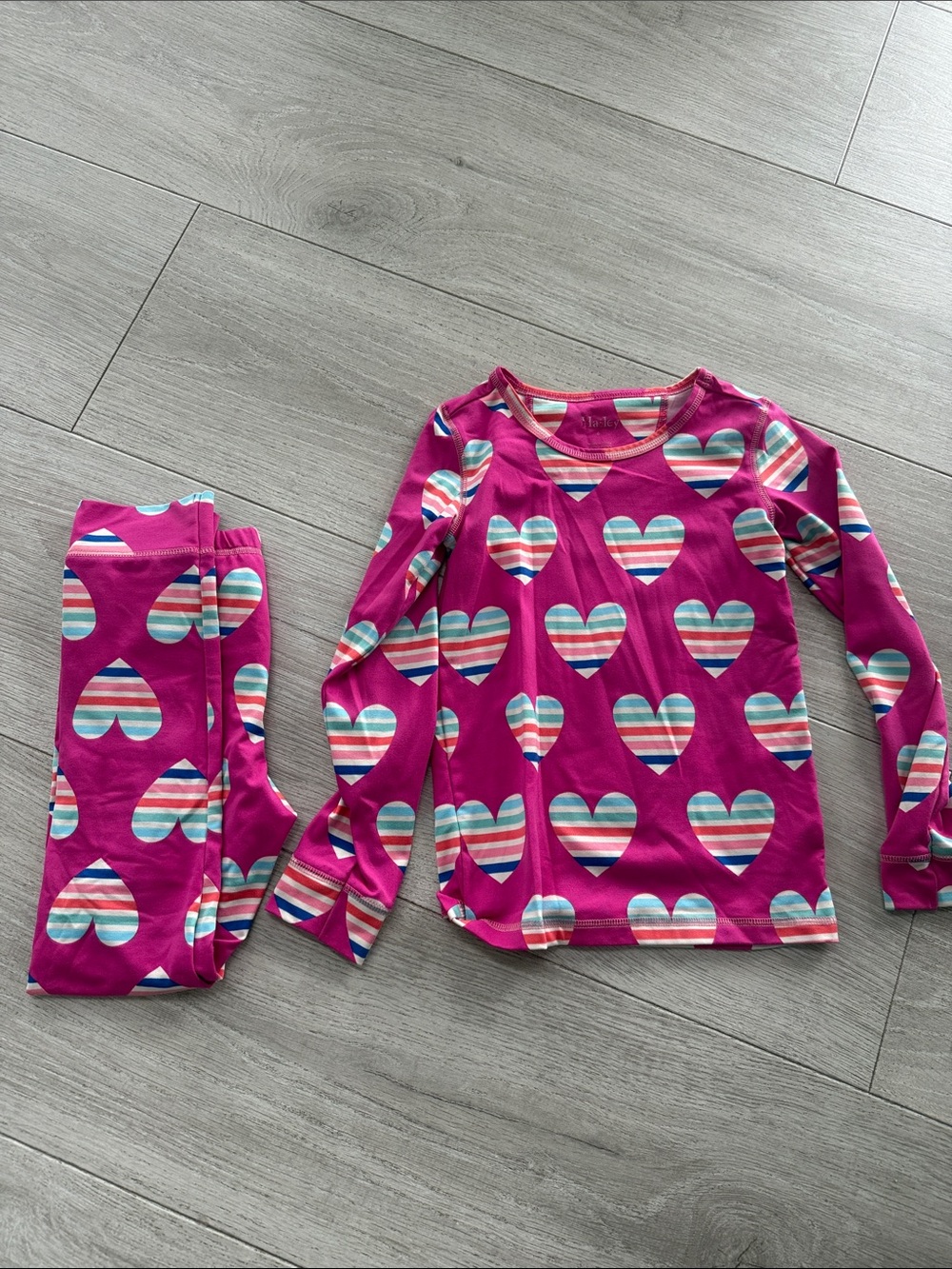 Girls Pink Heart Stripe ski base layer Set - Hatley brand
